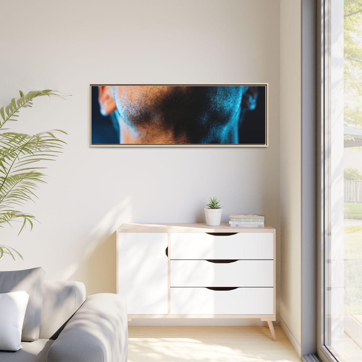 Matte Canvas, Framed - Neon Shadows Cinematic Portrait Art...