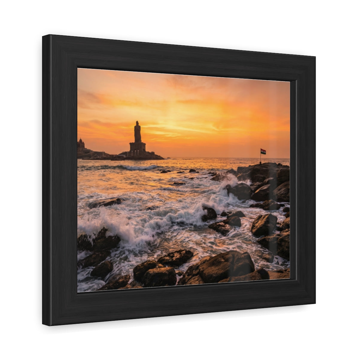 Framed Posters - Coastal Golden Glow — Landscape