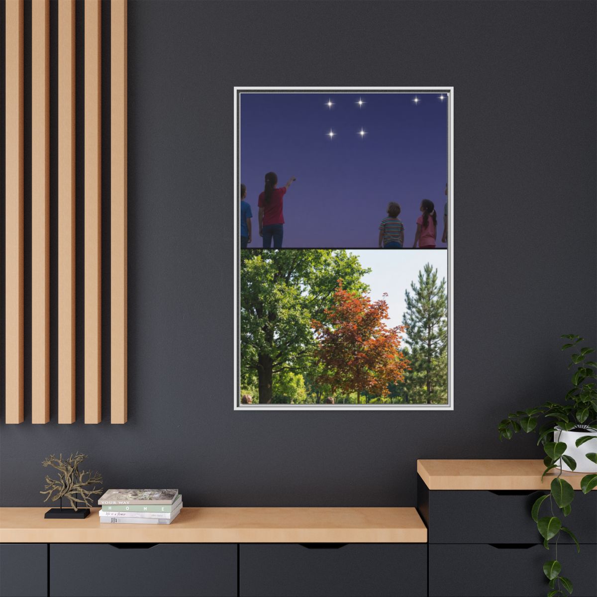 Matte Canvas, Framed - Stardust & Forest Discovery — White /...