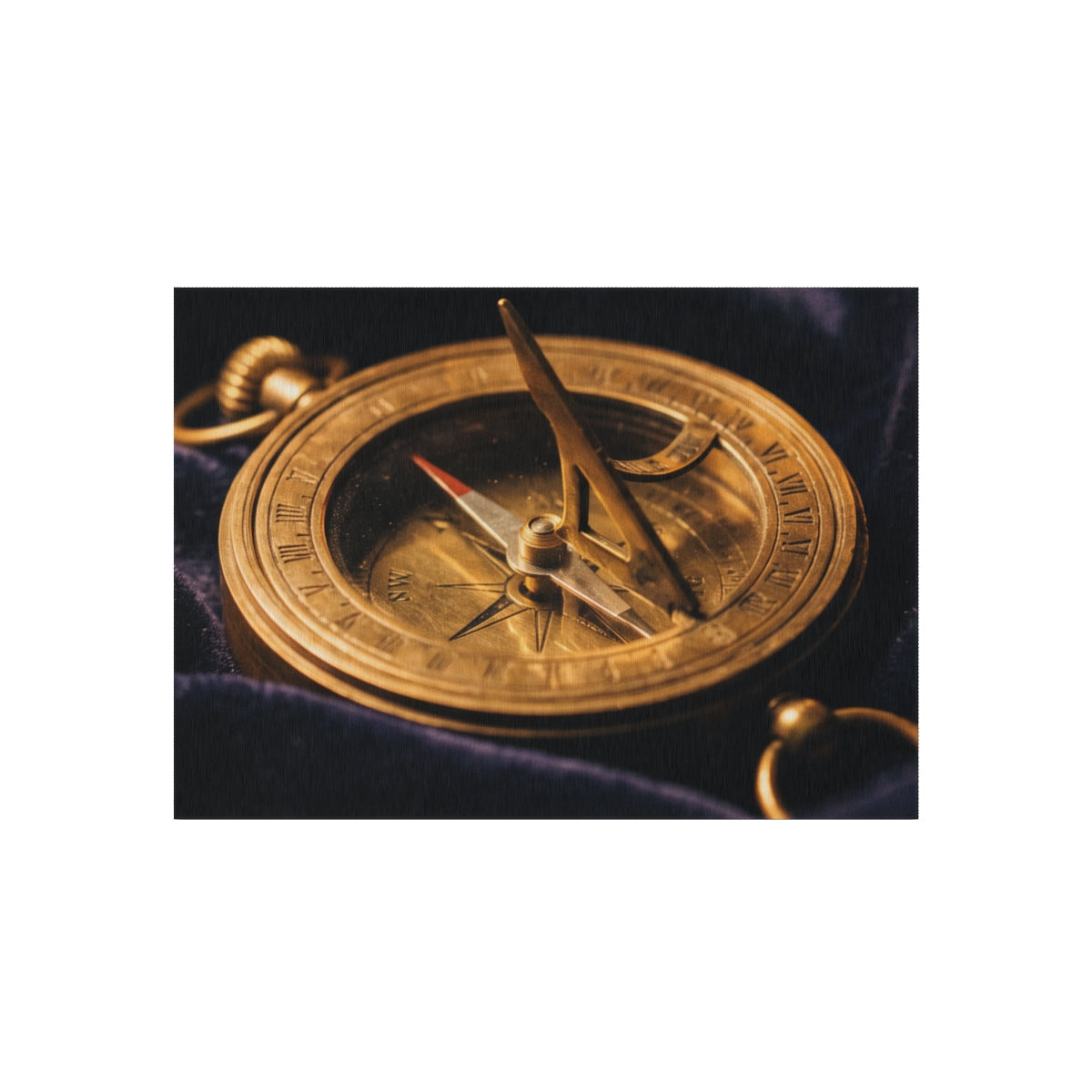 Vintage Brass Sundial Compass Outdoor Rug