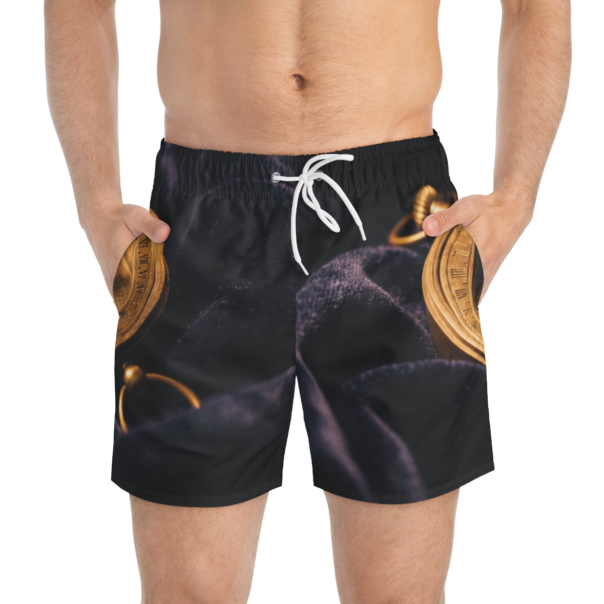 Vintage Brass Sundial Compass Swim Trunks