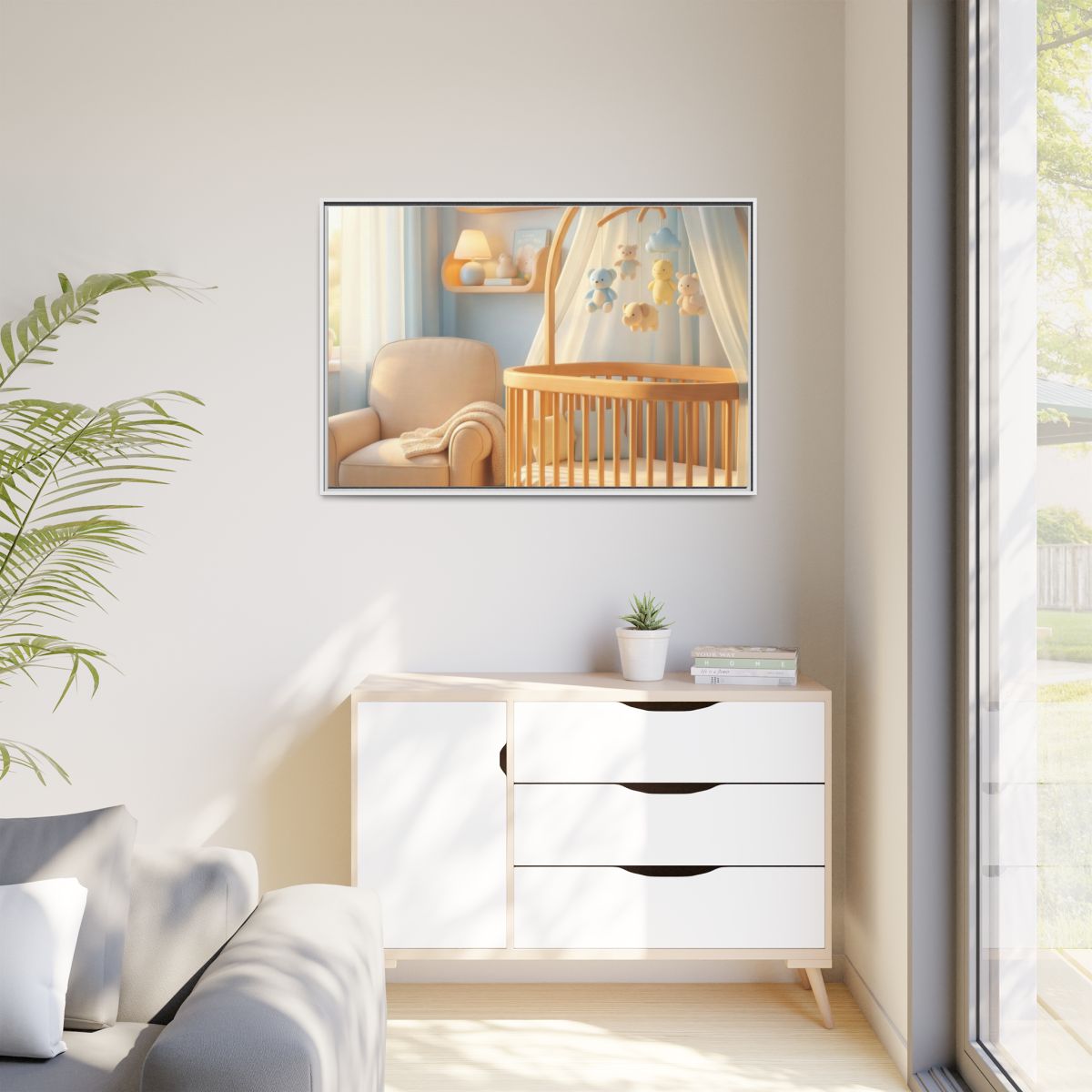 Matte Canvas, Framed - Dreamy Serene Nursery Art — White /...