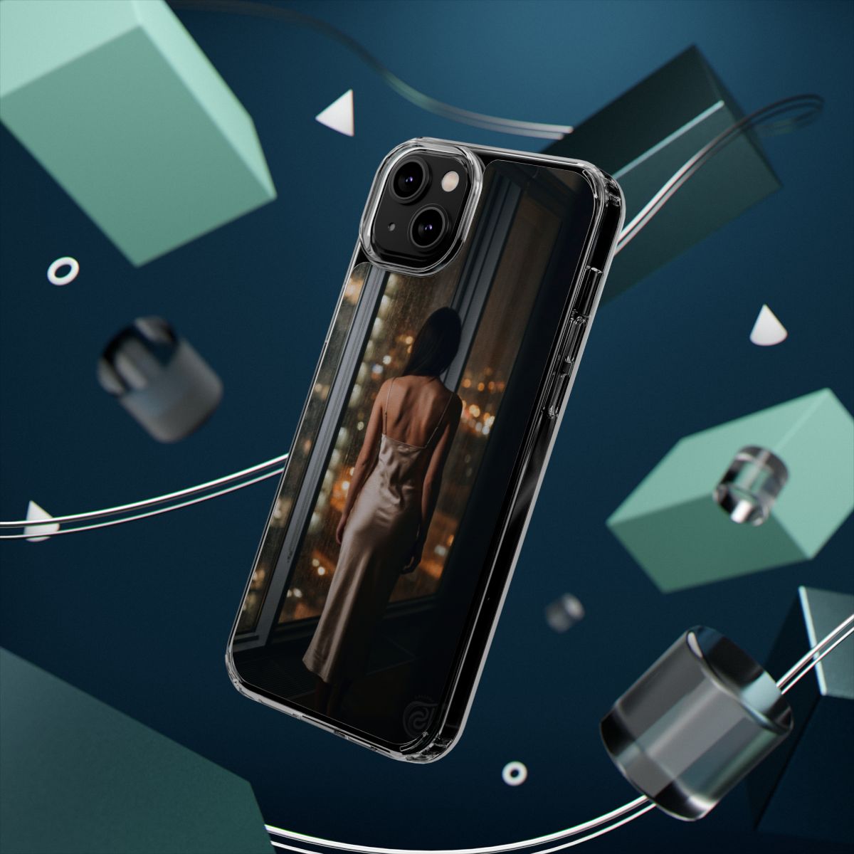 Clear Impact-Resistant Apple iPhone Cases - Midnight Rain Solitude Canvas | iPhone 17 Pro Max, 17 Pro, 17 Air & More