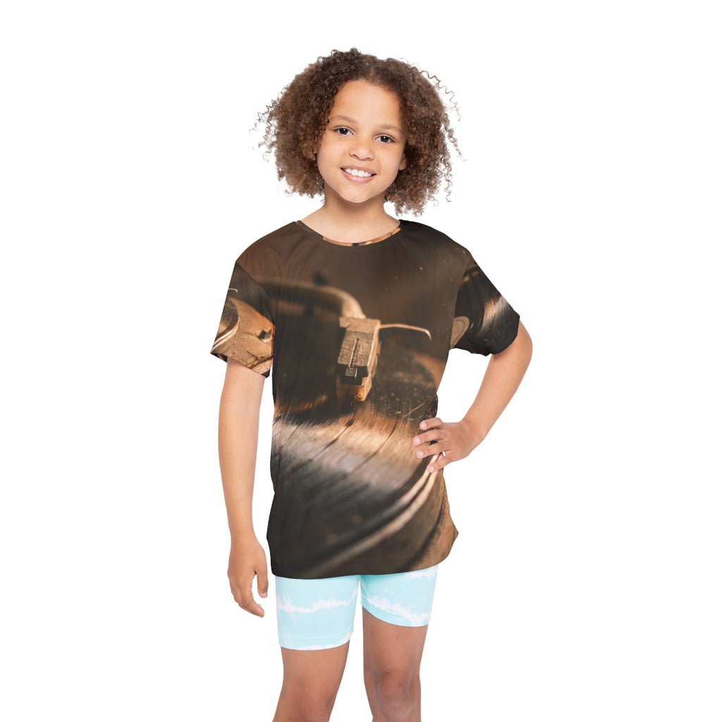 Kids Sports Jersey with Vintage Vinyl Art