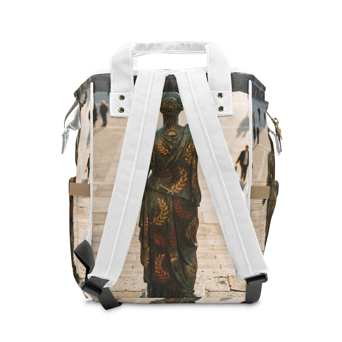 Mochila pañalera con estatua clásica de la victoria