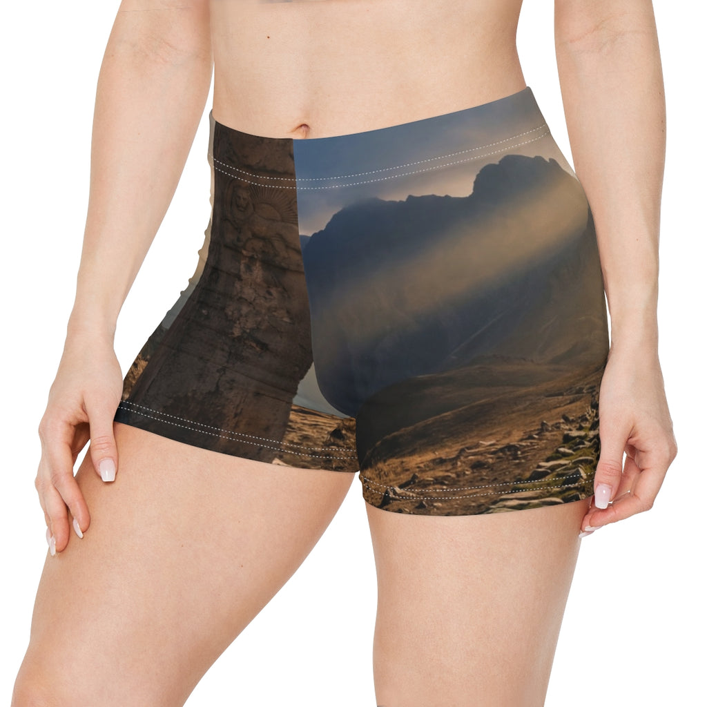 Women's Shorts - Mystic Monolith Ancient Persian Mountain......