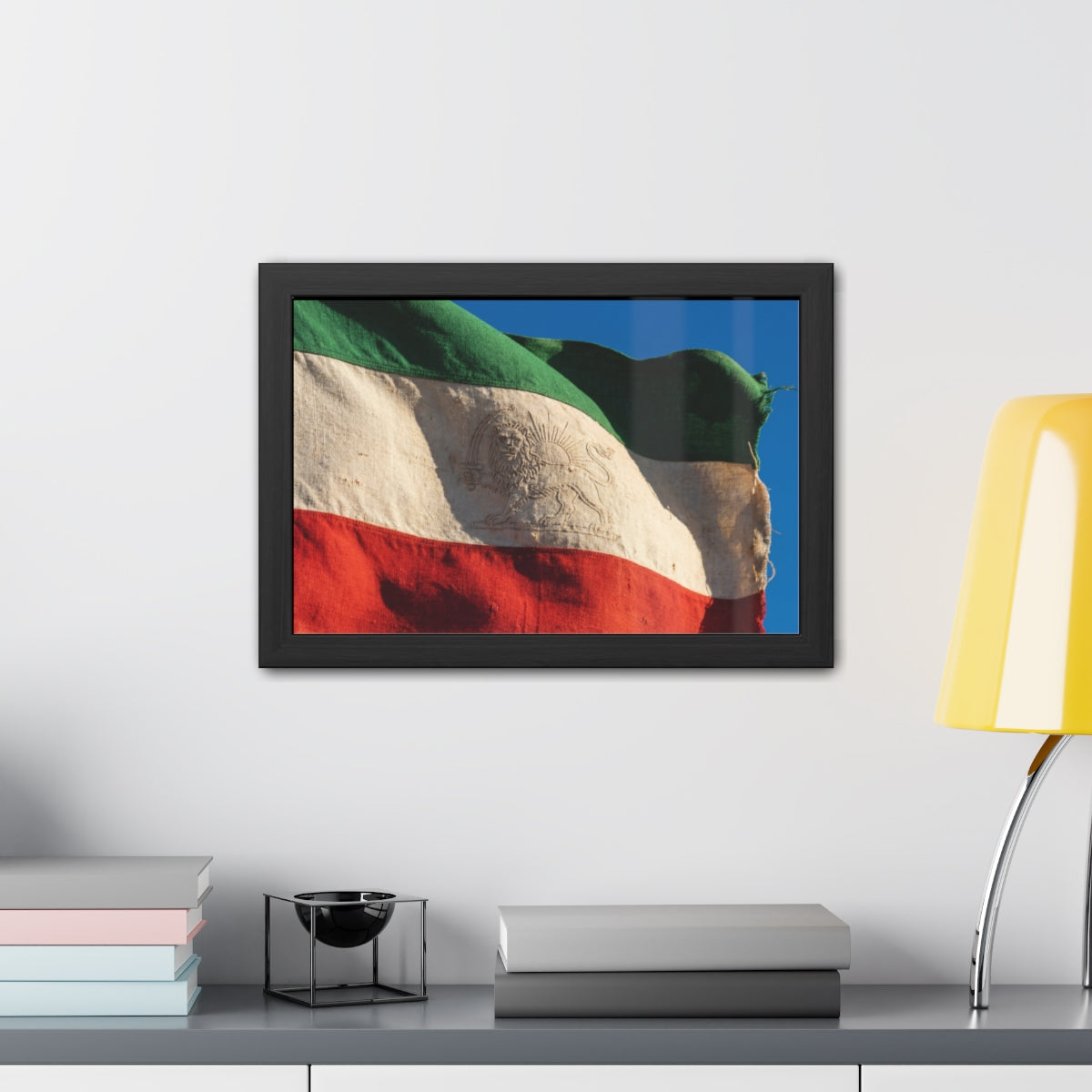 Framed Posters - Vintage Persian Lion and Sun Heritage Flag...
