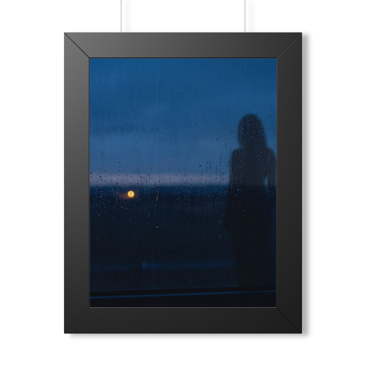 Framed Vertical Poster - Rainy Dusk Silhouette — Black... |...