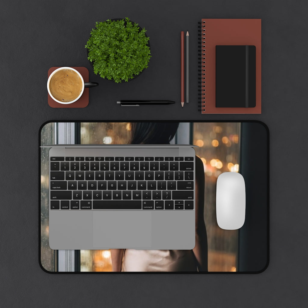 Desk Mat - Rainy City Lights Grid | Echovira Gallery