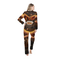 Women's Satin Pajamas with Espresso Café Art