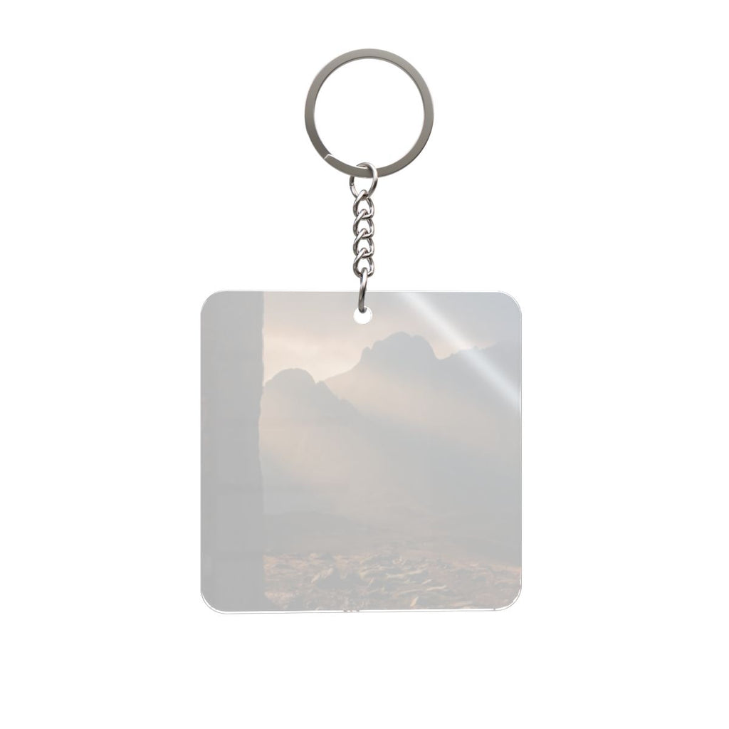 Square Keychain - Mystic Monolith Ancient Persian Mountain...