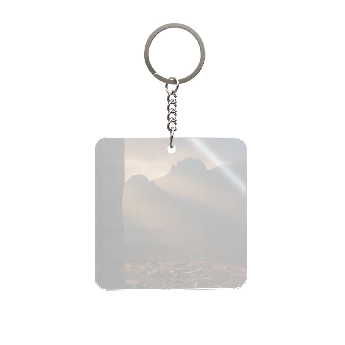 Square Keychain - Mystic Monolith Ancient Persian Mountain...