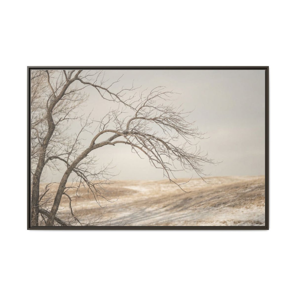 Framed Canvas Art - Minimalist Winter — Espresso / 1.25"