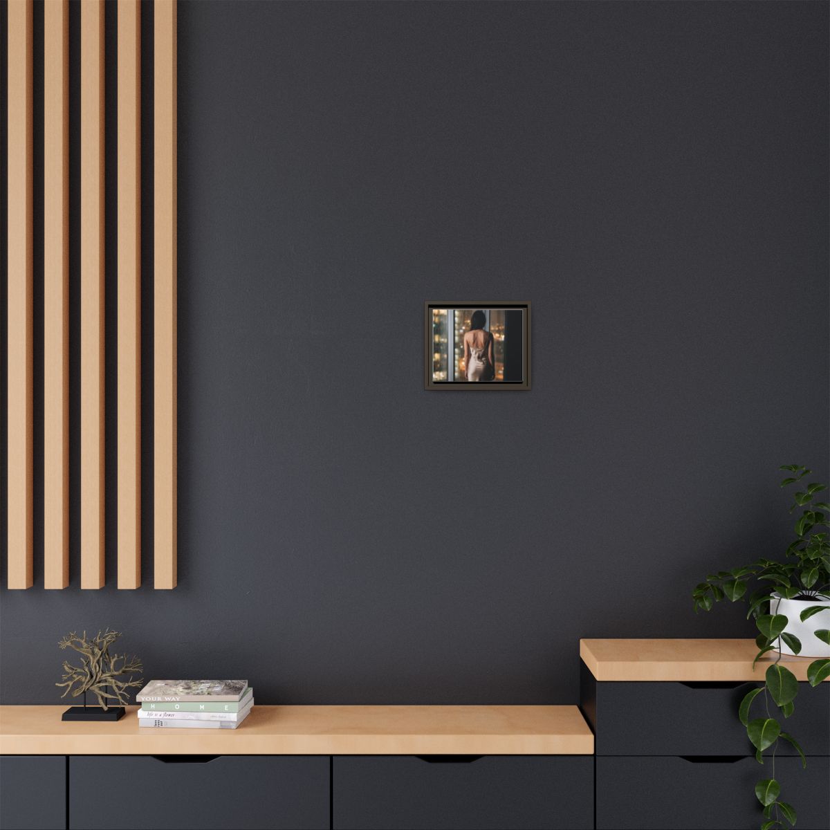 Framed Canvas - Midnight Rain Masterpiece — Espresso / 1.25"