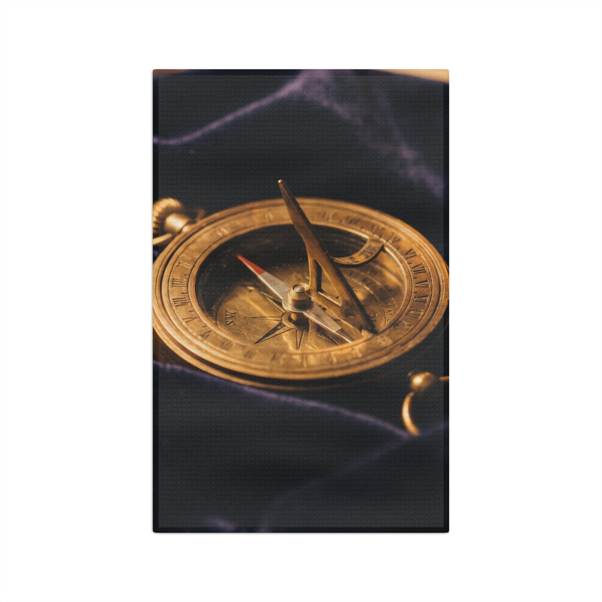 Brass Sundial Compass Microfiber Tea Towel