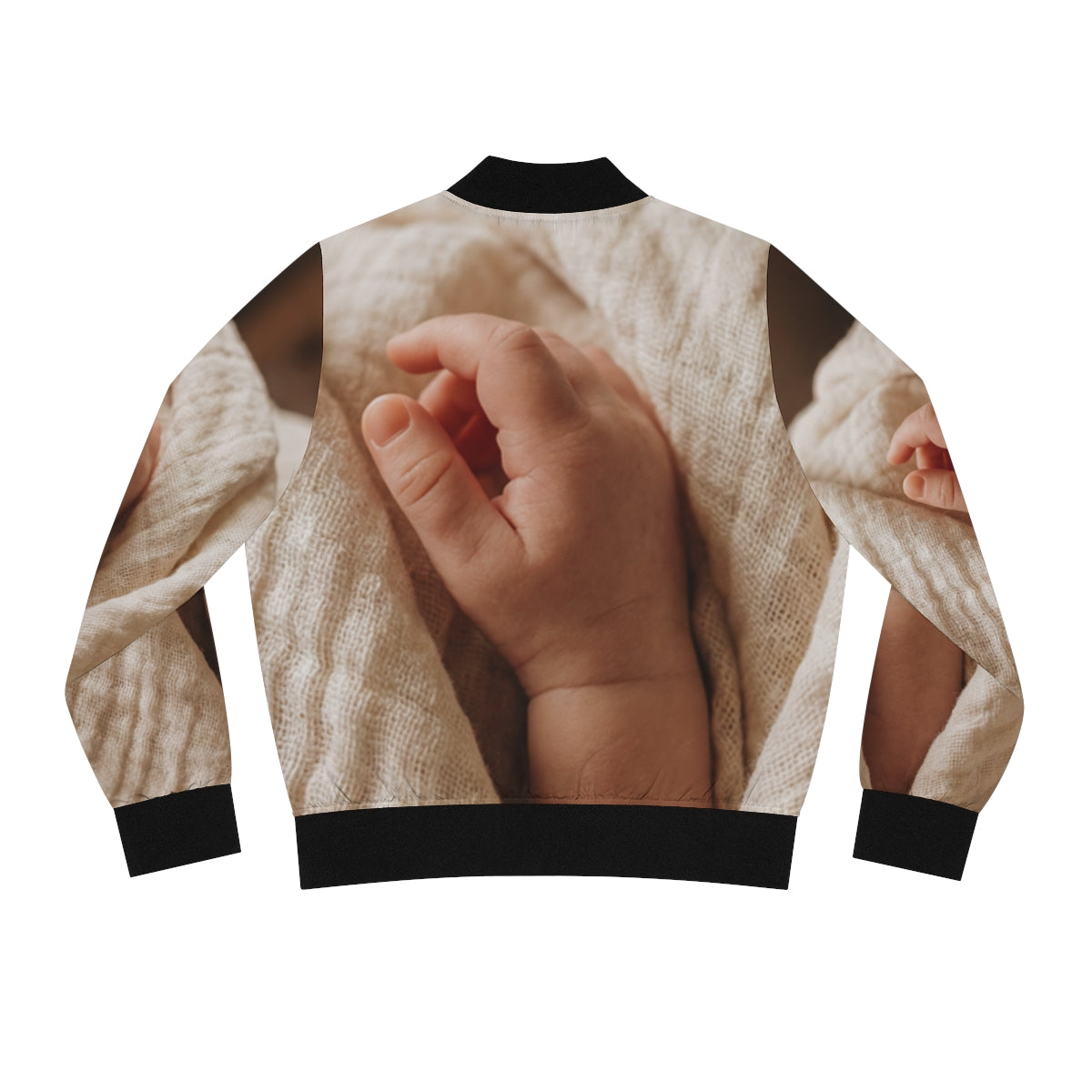 Women's Bomber Jacket - Tender Newborn Hand in Soft Muslin...