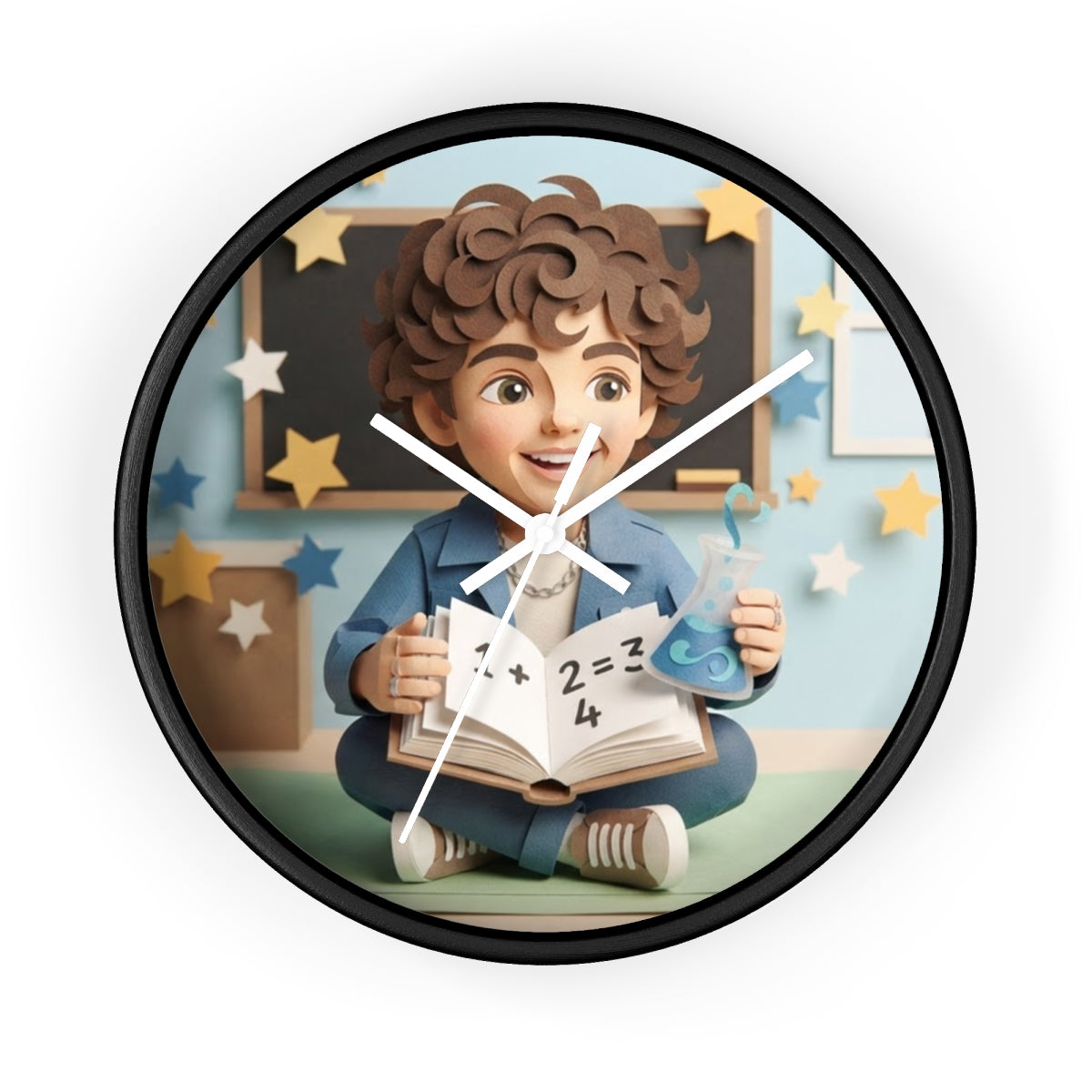 Wall Clock - Papercraft Scholar Little Boy Art | Echovira...