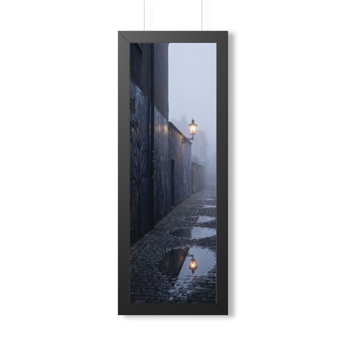 Framed Vertical Poster - Cobblestone in Mist — Black (11×14...