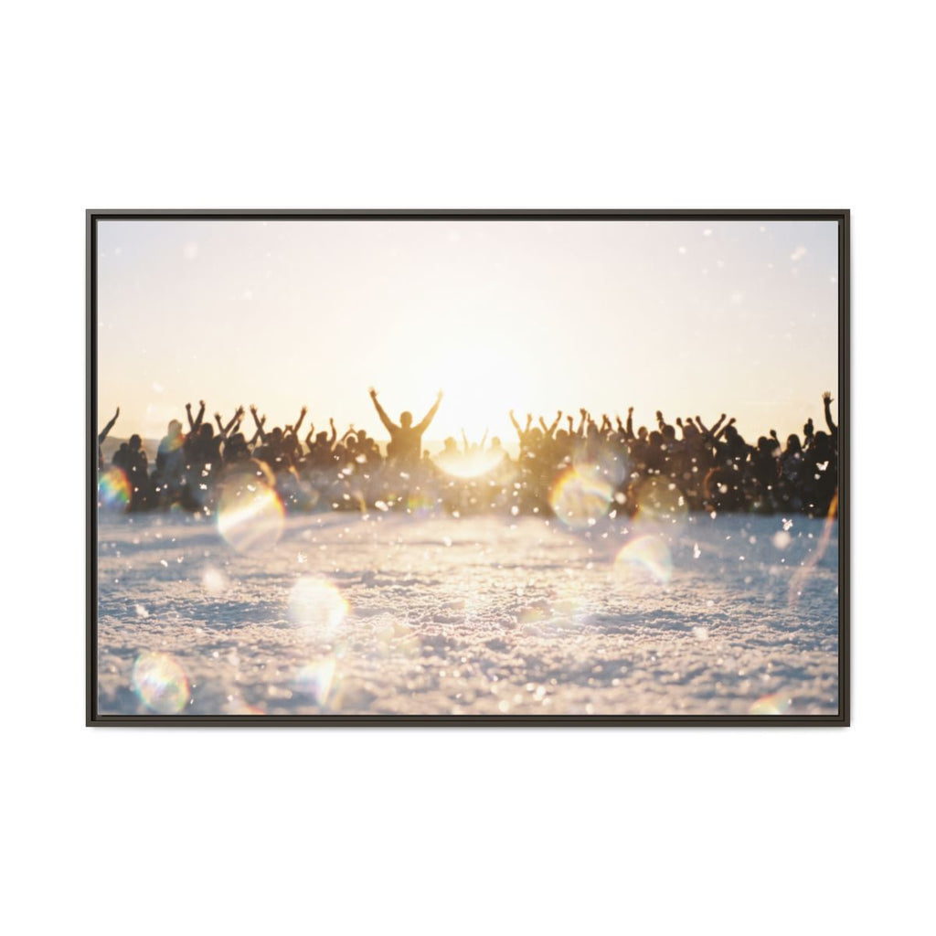 Espresso Framed Canvas Golden Hour Crowd Art