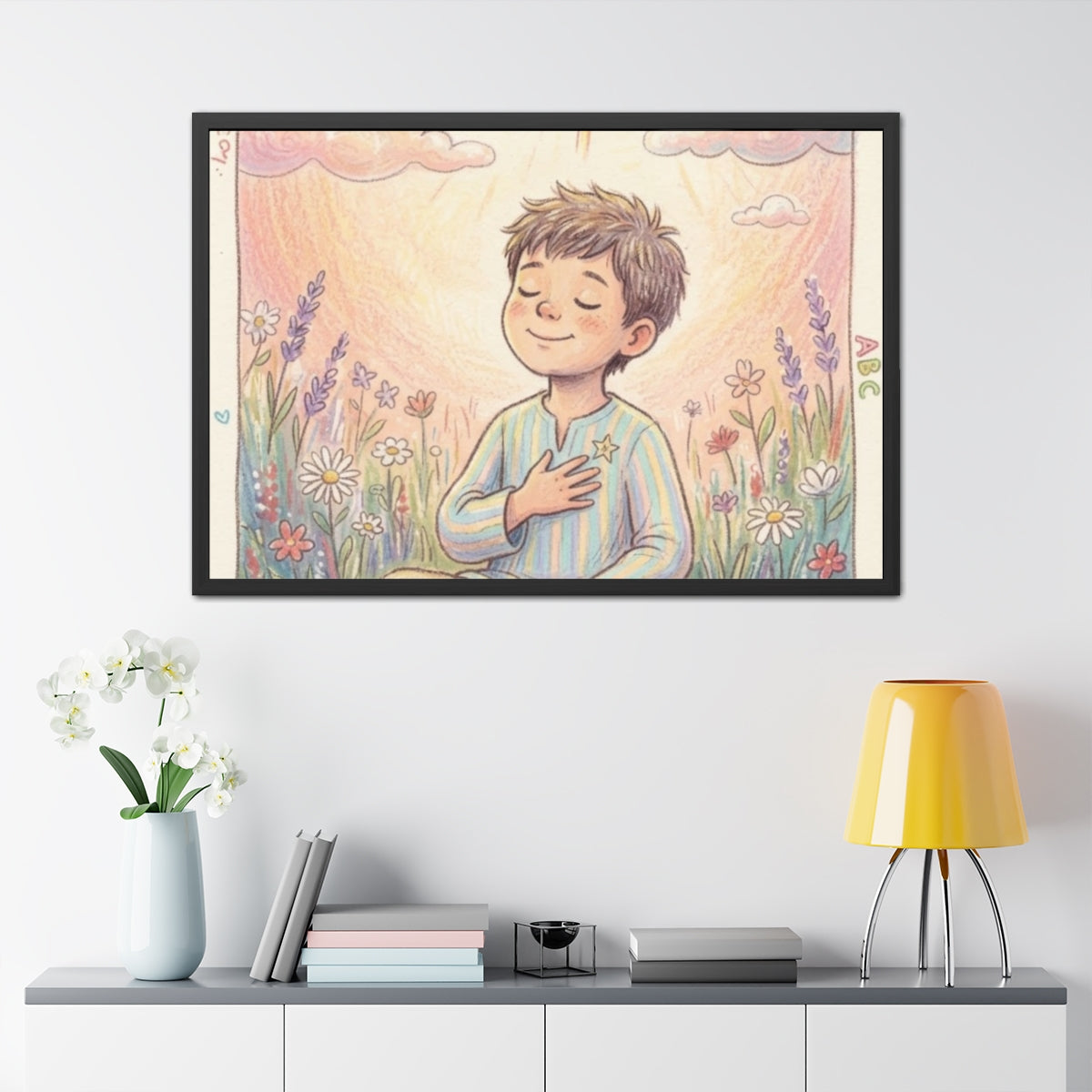 Framed Poster - Mindful Sunshine Meadow — Landscape (10×8......