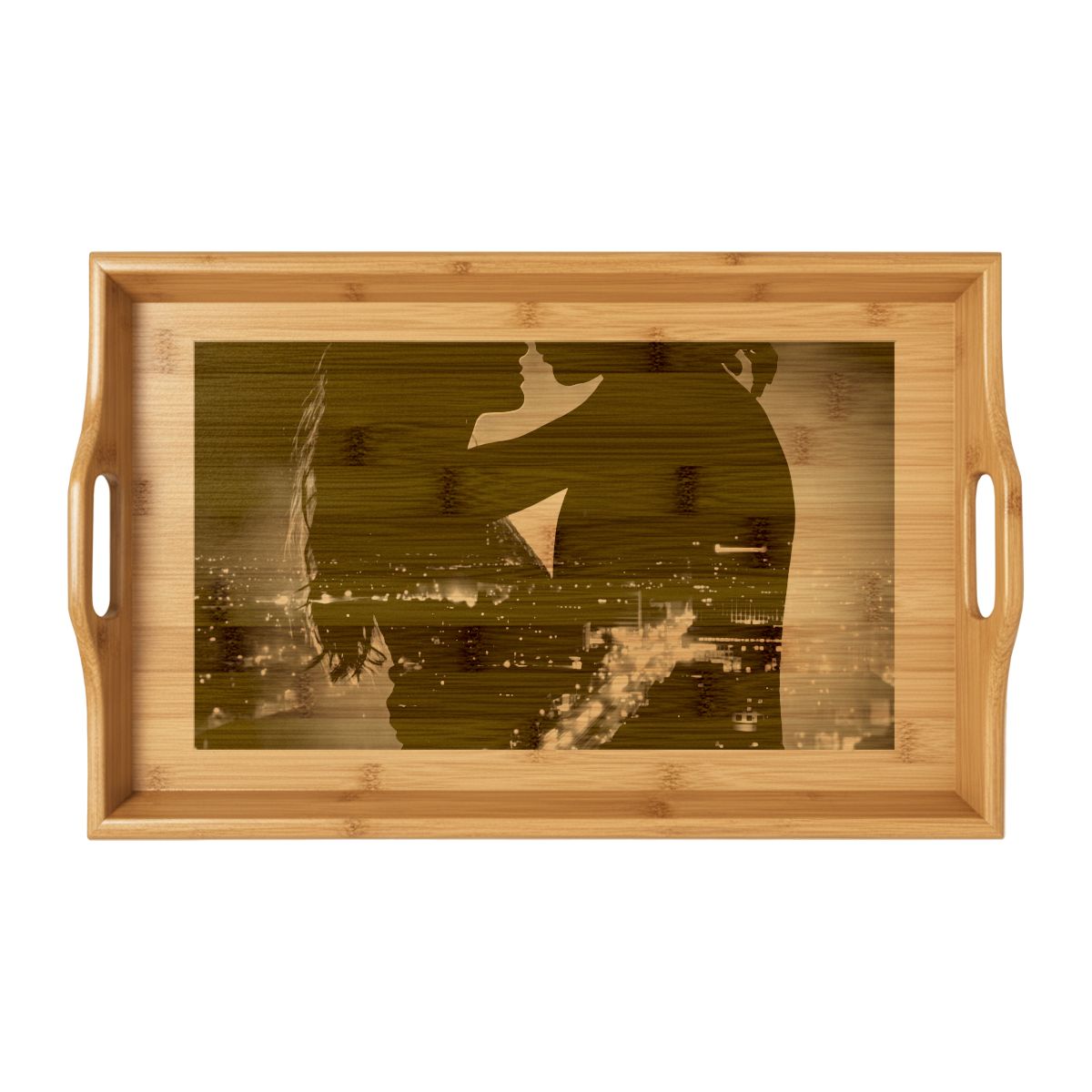 Bamboo Serving Tray - City Twilight Engraving | Echovira...