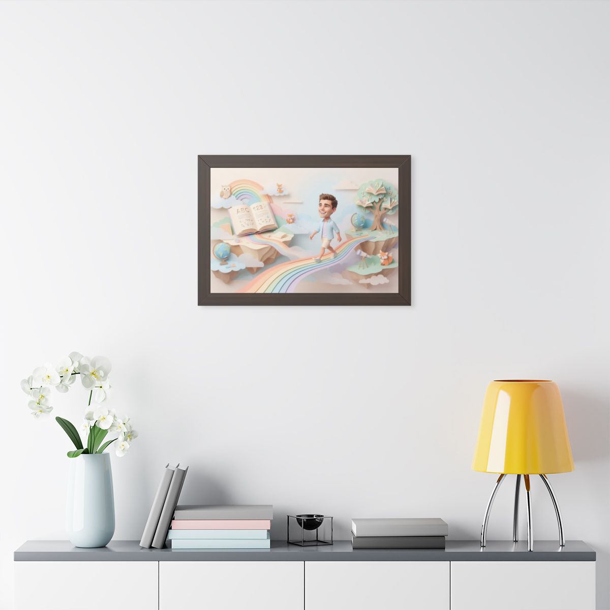 Framed Horizontal Poster - Rainbow Odyssey — Walnut (14×11...
