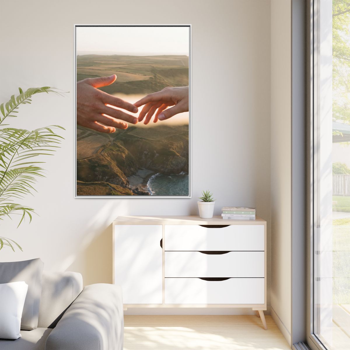 Matte Canvas, Framed - The Infinite Touch | Ethereal Coastal...