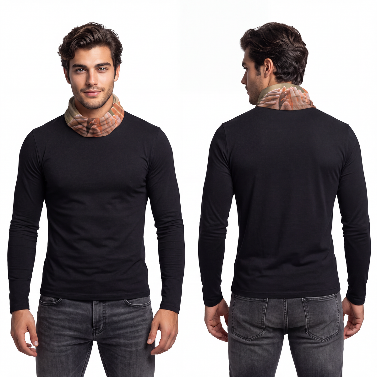 Men's Lightweight Neck Gaiter - Golden Rays of Unity Wall......