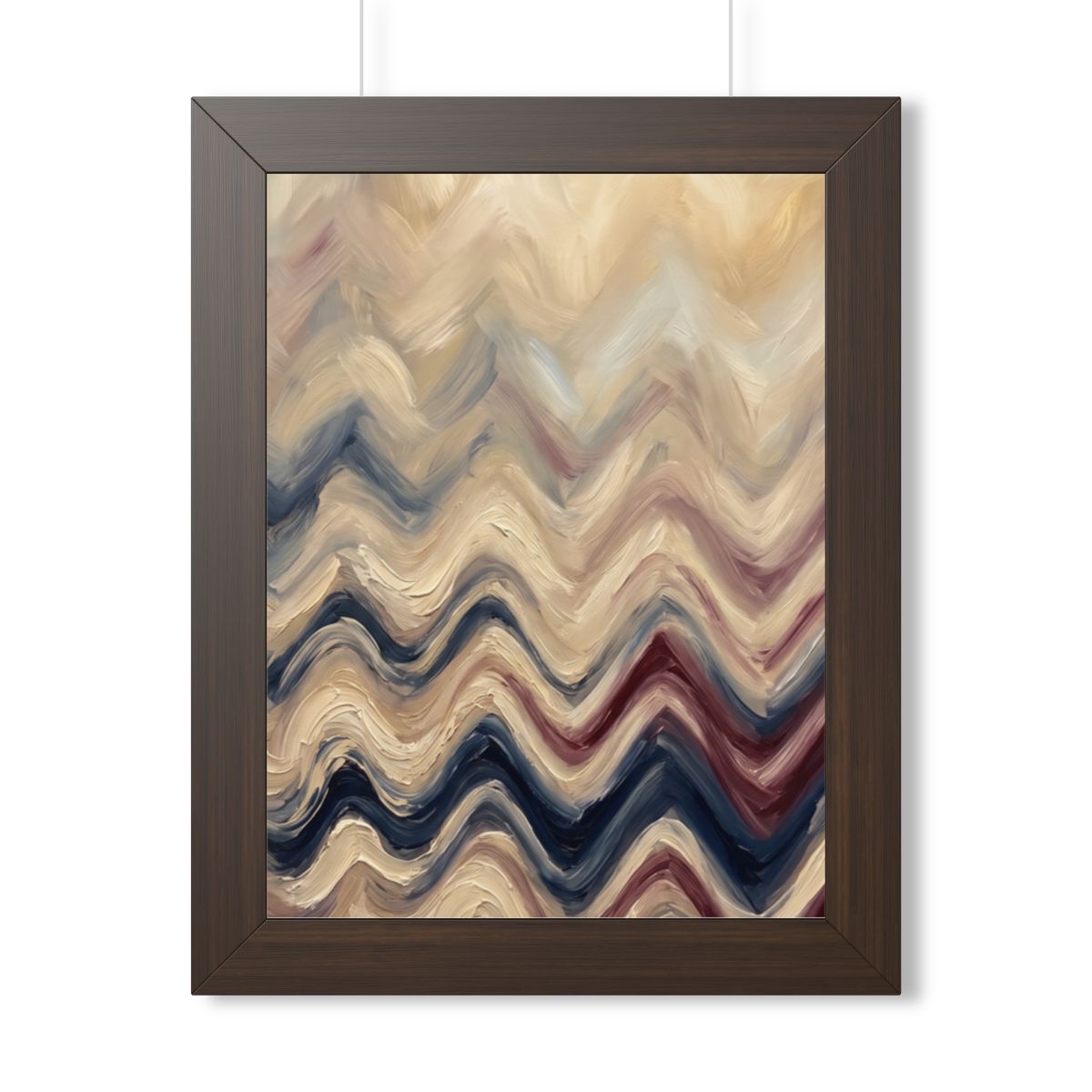 Framed Vertical Poster - Earth Chevron Wave — Walnut (11×14...
