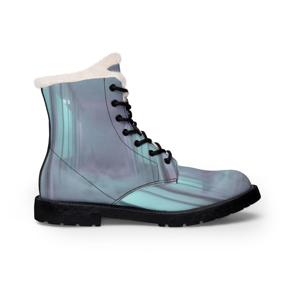 Women's Fur and Leather Boots - Liminal Corridor Fog Art......