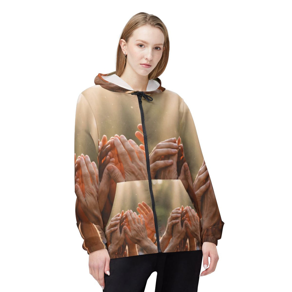 Unisex Windbreaker Jacket - Golden Rays of Unity Wall Art |...