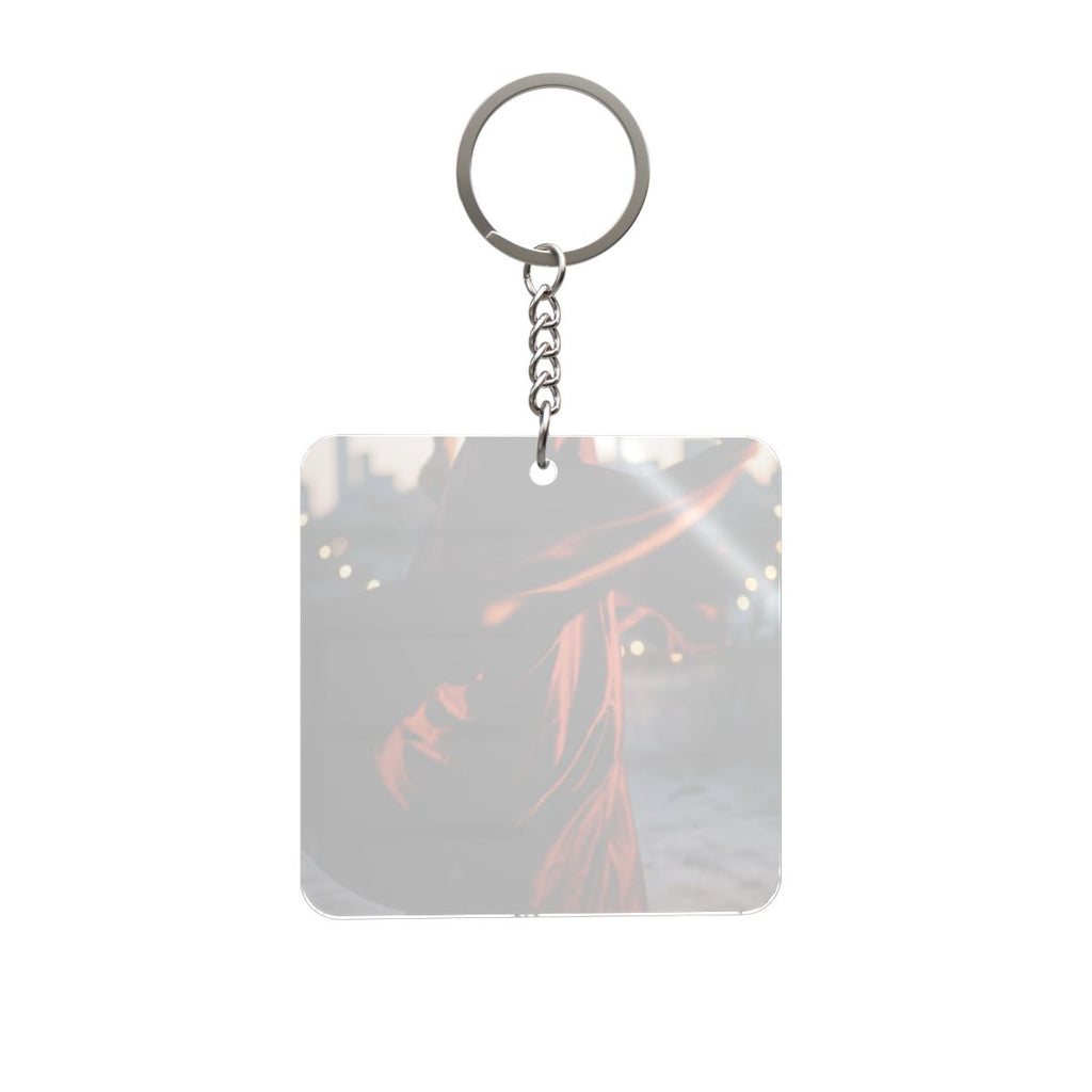 Square Keychain - Urban Twilight Rooftop Swirl | Echovira...