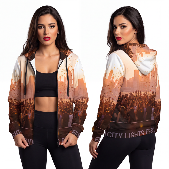 Women's Full-Zip Hoodie - City Lights
