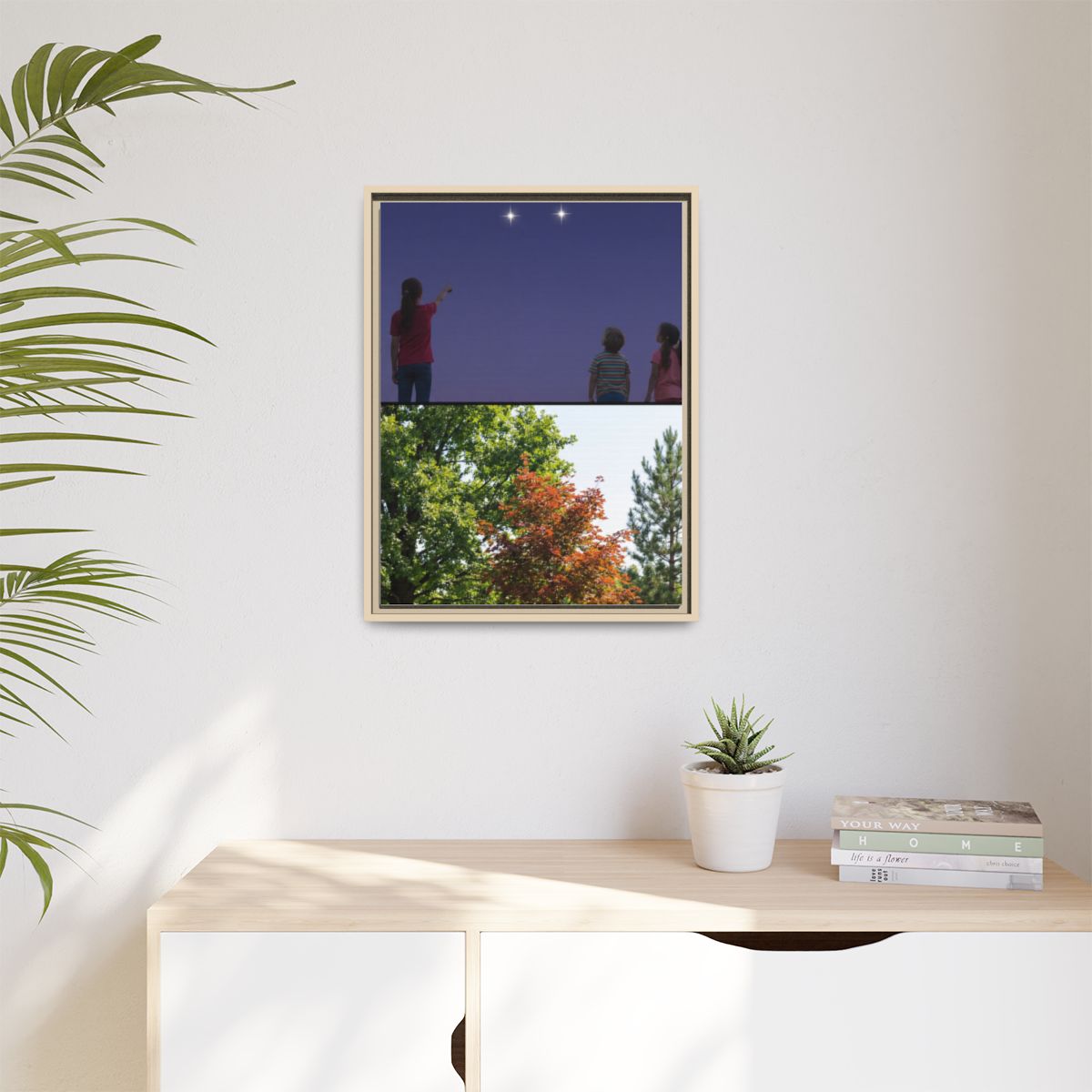 Matte Canvas, Framed - Stardust & Forest Discovery — Natural...
