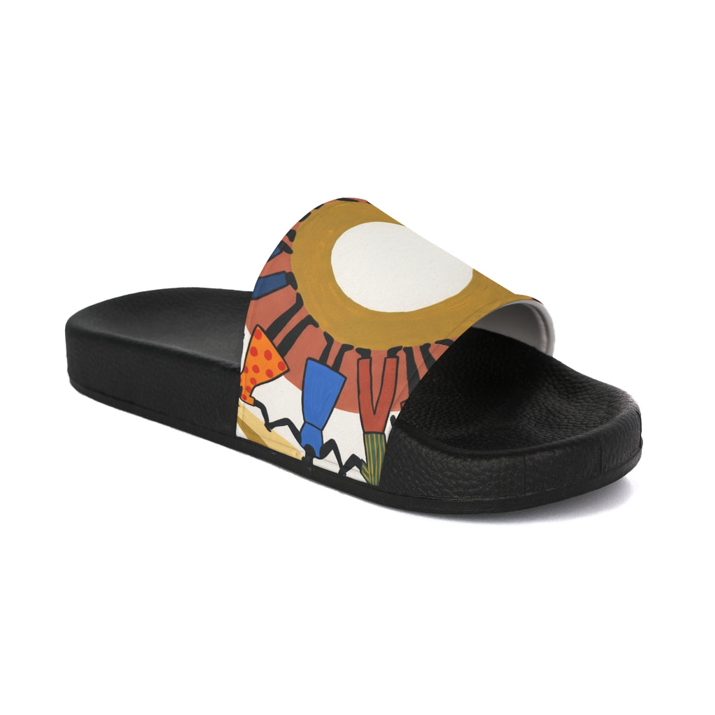 Women's Slide Sandals - Unity Mandala Folk Art | Echovira...