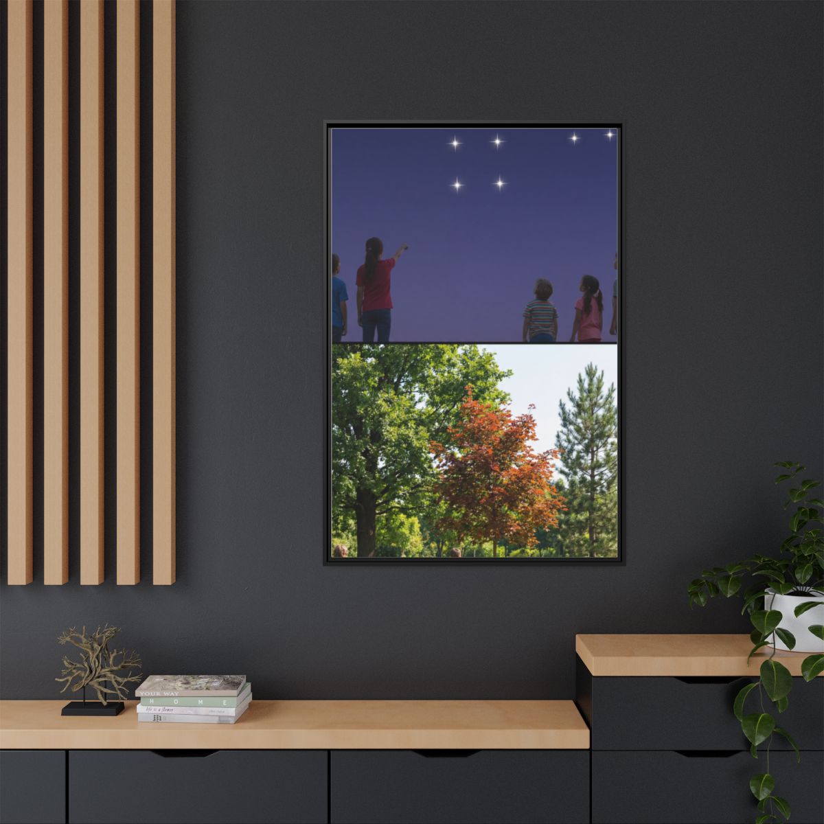 Matte Canvas, Framed - Stardust & Forest Discovery — Black /...