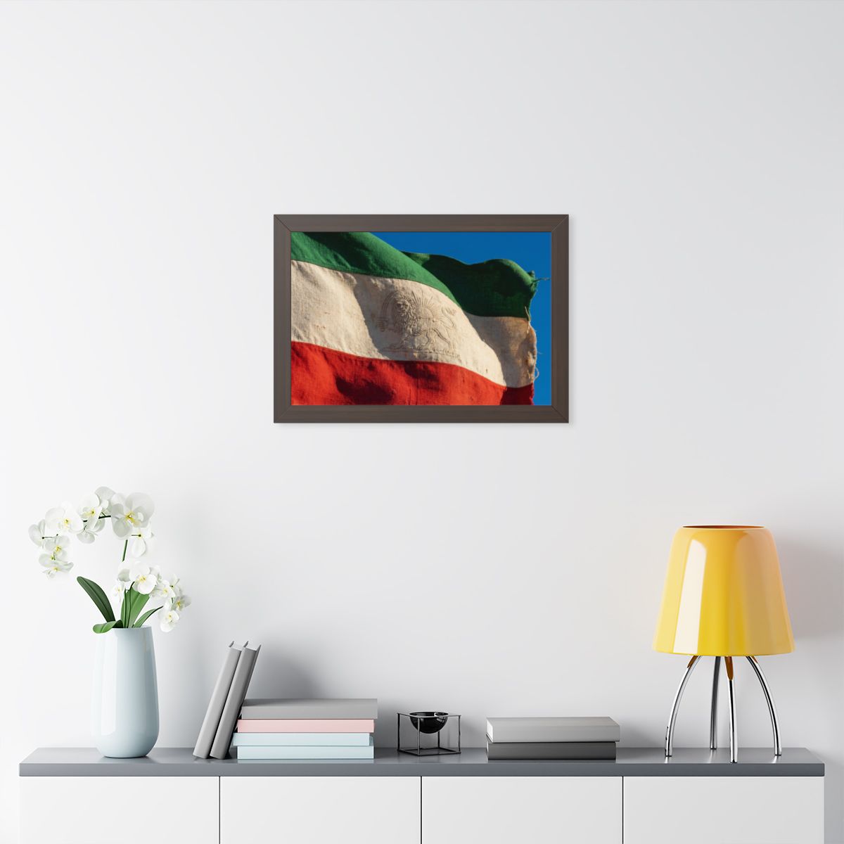 Framed Horizontal Poster - Vintage Persian Lion and Sun Flag...