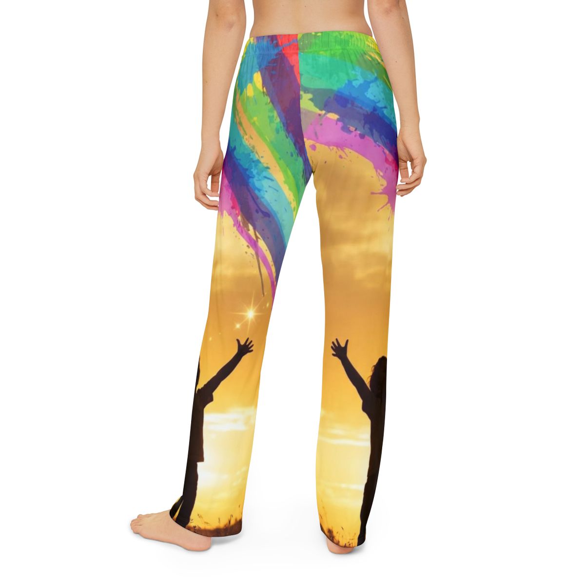 Kids Lounge Pants - Rainbow Silhouette Wall Art - Luminous...