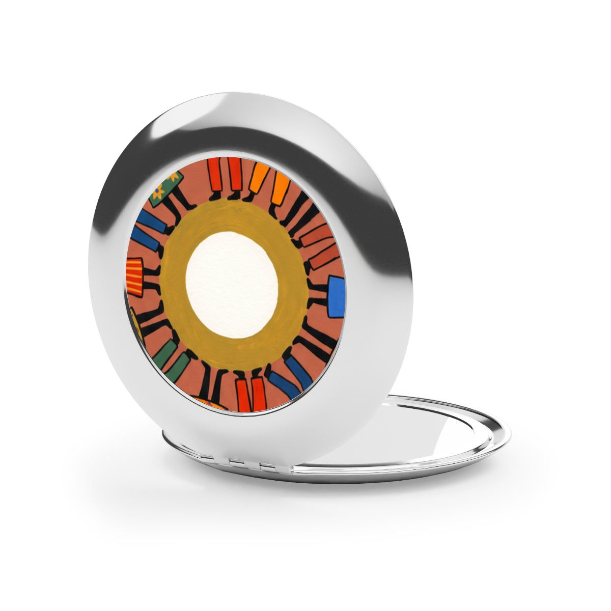 Compact Travel Mirror - Unity Mandala Folk Art | Echovira...