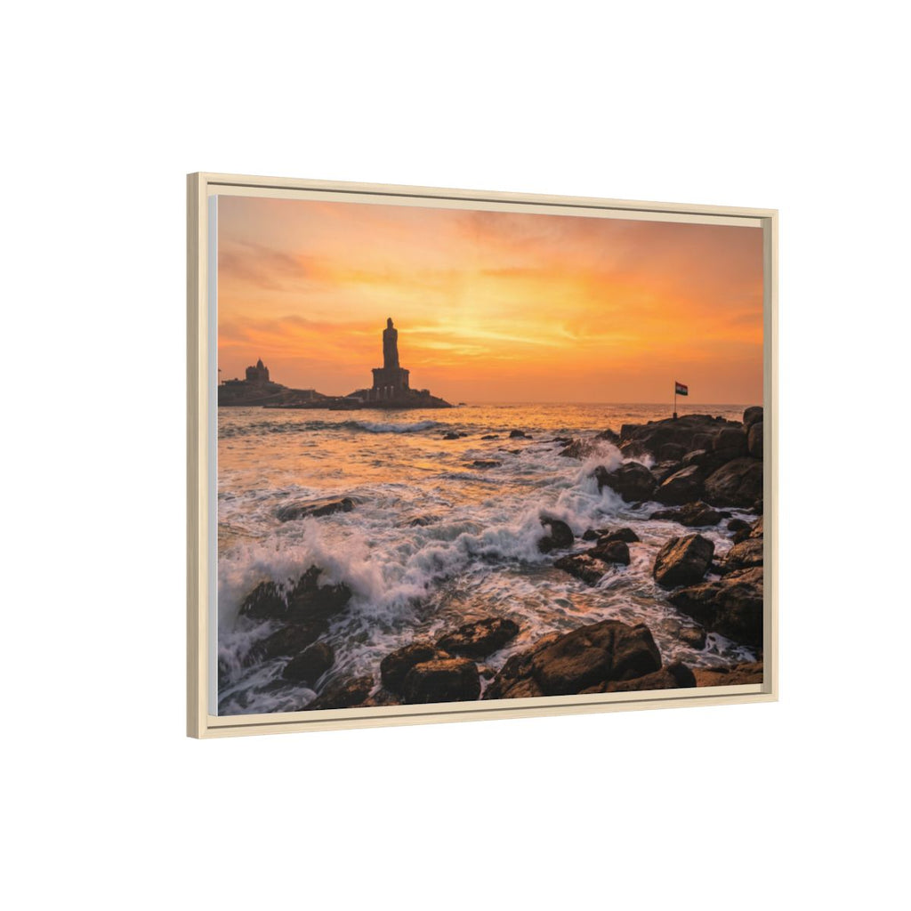 Framed Canvas - Golden Coast Dawn — Natural / 1.25"