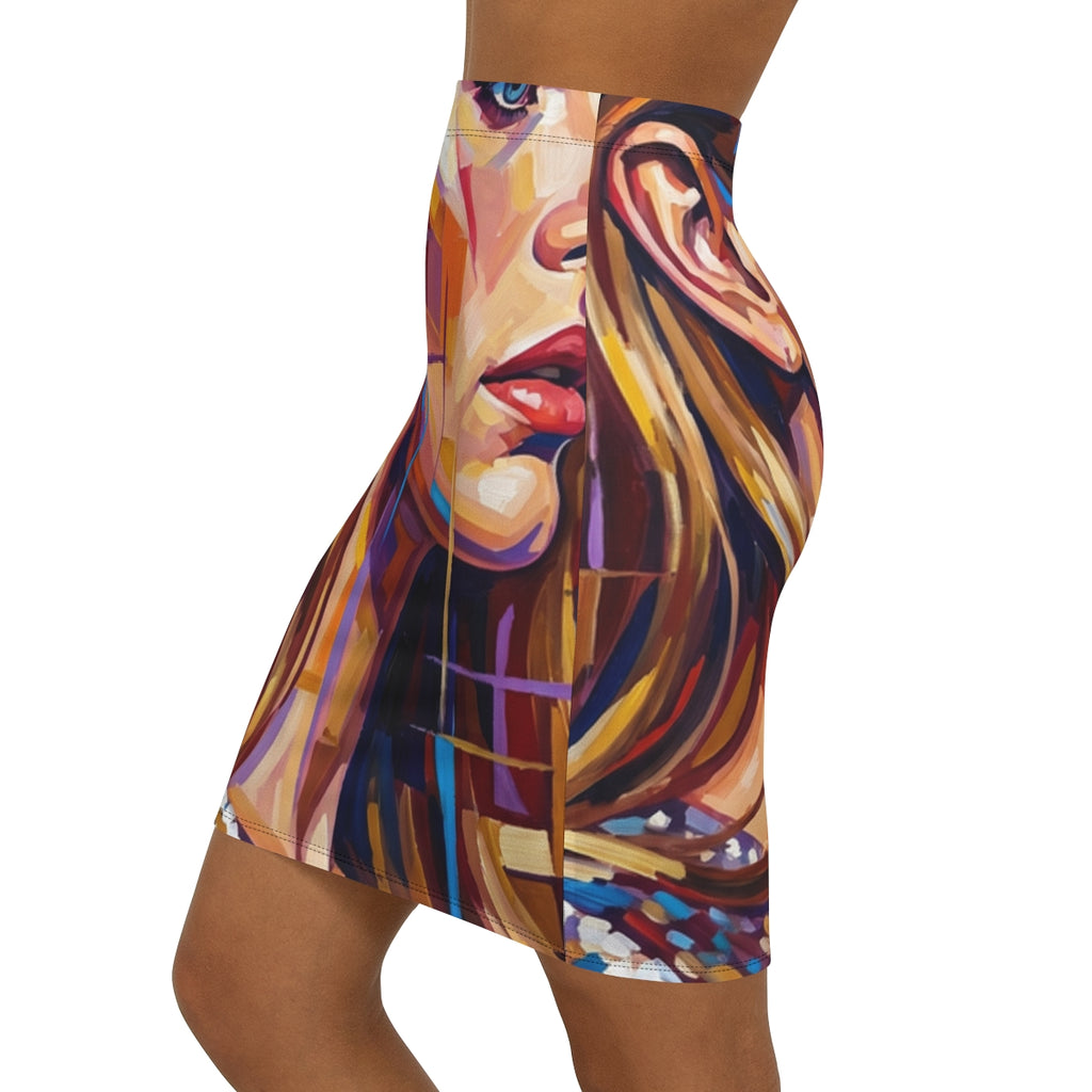 Women's Mid-Waist Pencil Skirt - Shattered Elegance |...