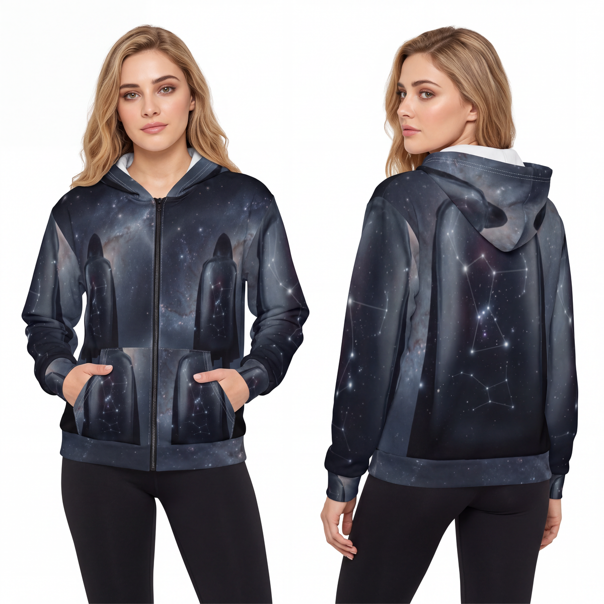 Unisex Zip Hoodie - Cosmic Sentinel Orion Constellation Art...
