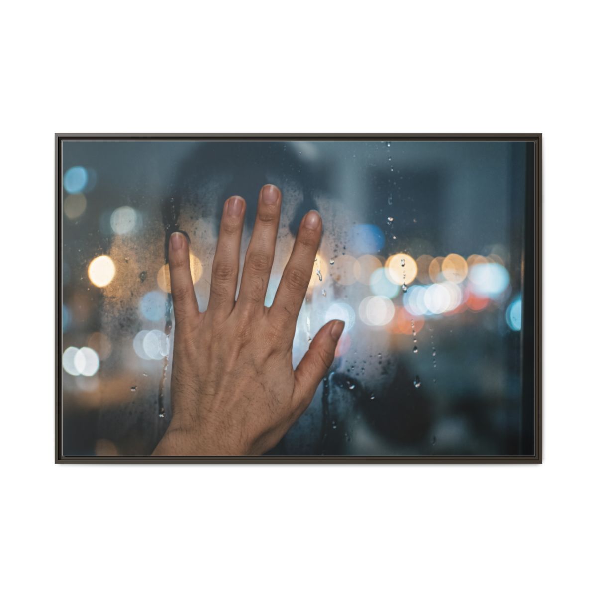 Rainy City Landscape Framed Matte Canvas