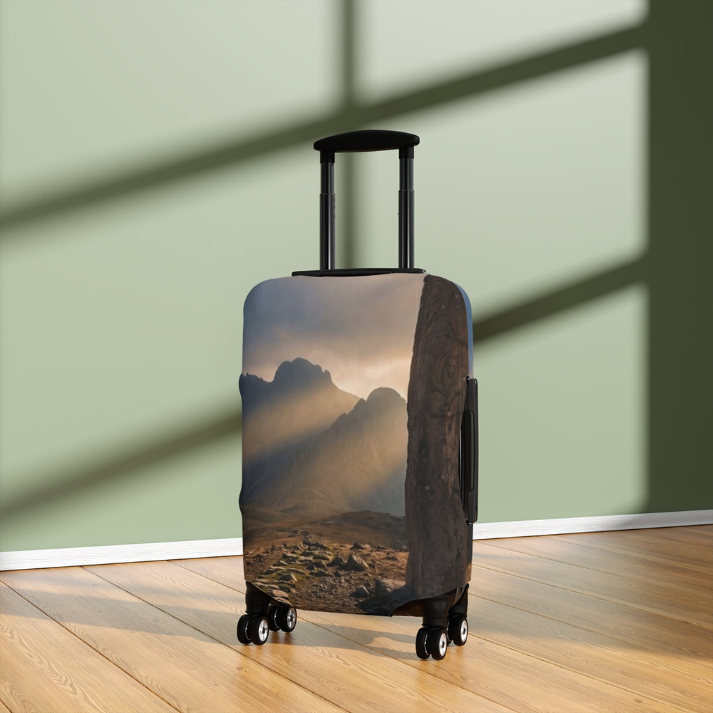 Luggage Cover - Mystic Monolith Ancient Persian Mountain Art...