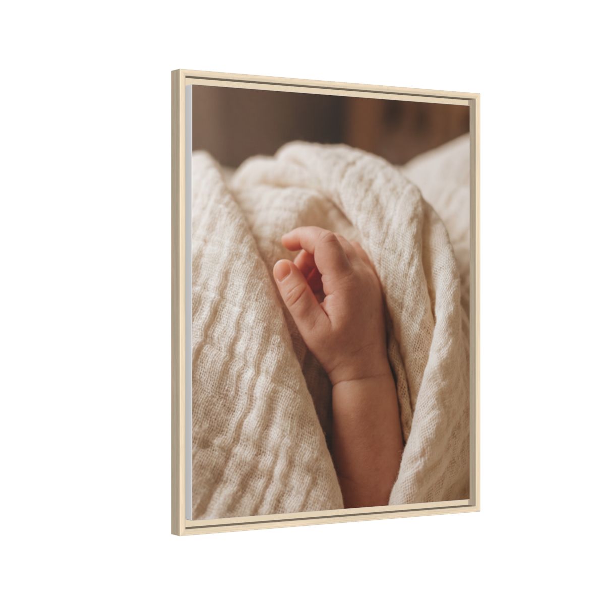 Framed Matte Canvas - Tender Newborn Hand (8×10, 9×12, 11×14, 12×16, 10×20, 12×18, 16×20, 16×24, 12×36, 18×24, 20×24, 16×32, 20×30, 24×30, 16×48, 24×32, 24×36, 24×48, 20×60, 30×40, 32×48, 30×60 & 40×60)