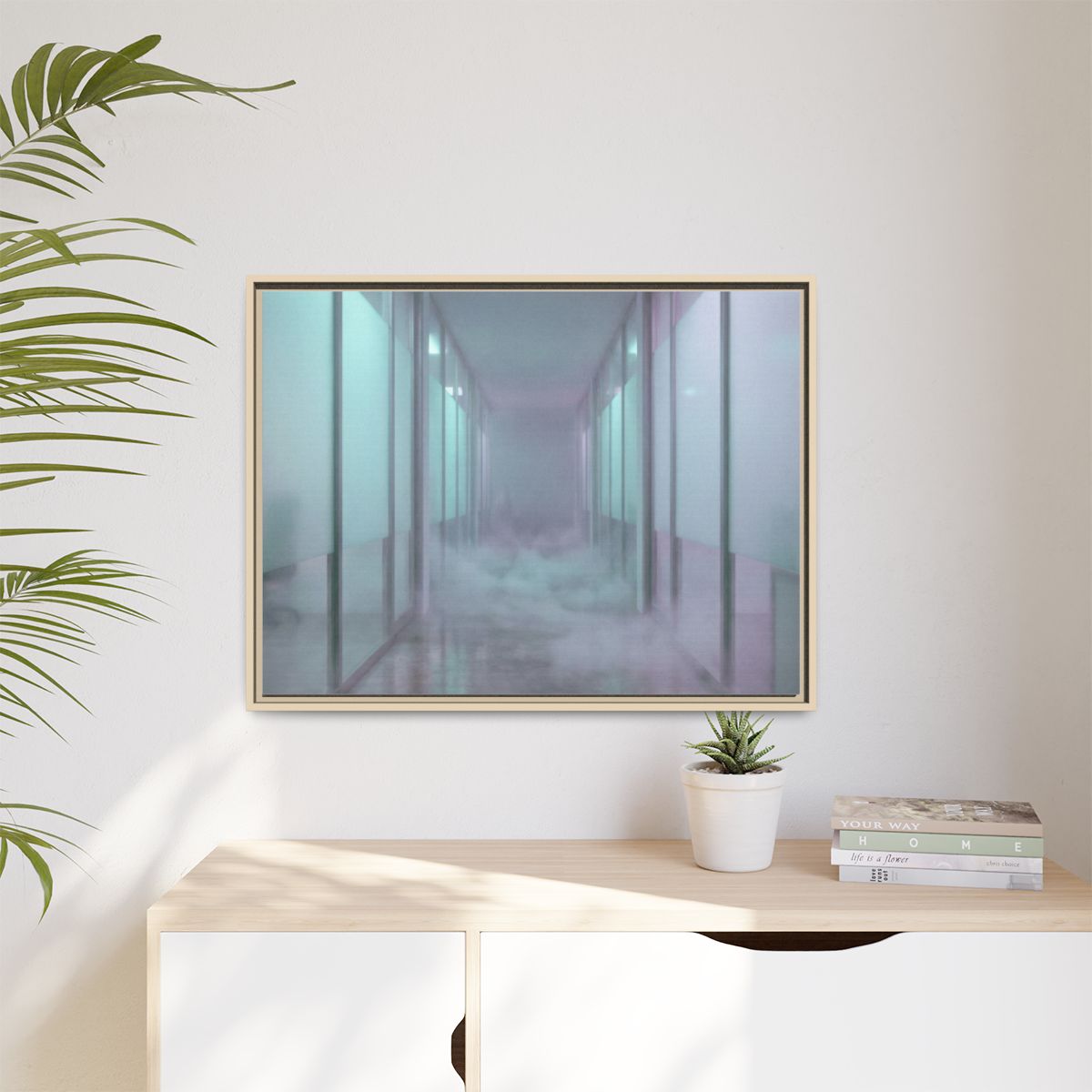 Matte Canvas, Framed - Liminal Corridor Fog Art Print —... |...