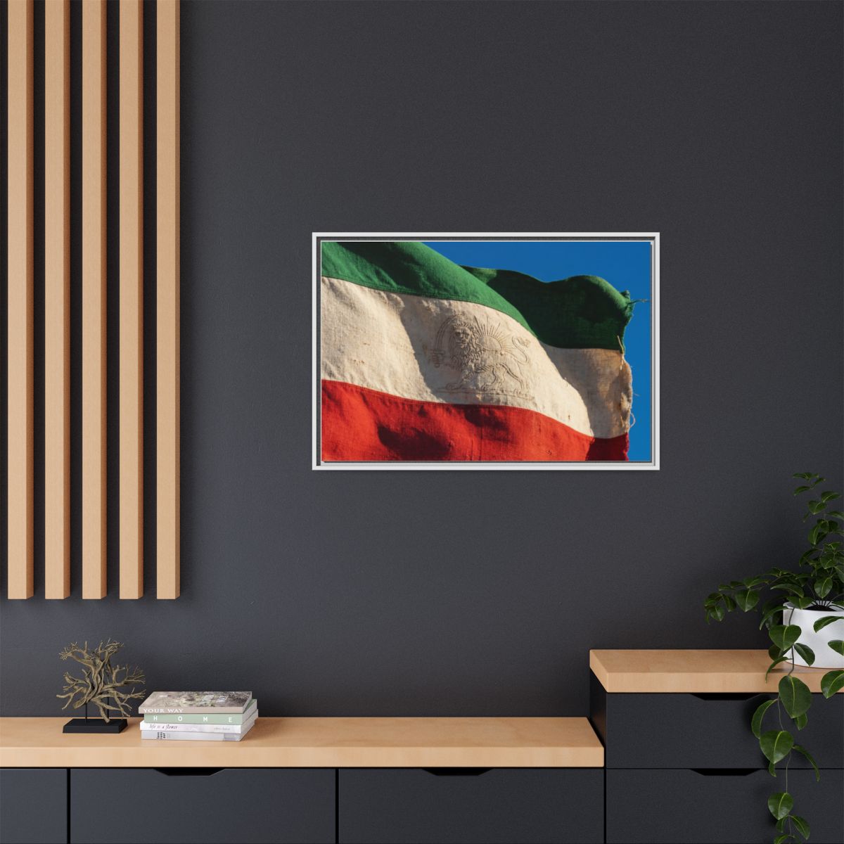 Framed Canvas Art - Distressed Flag — White / 1.25"