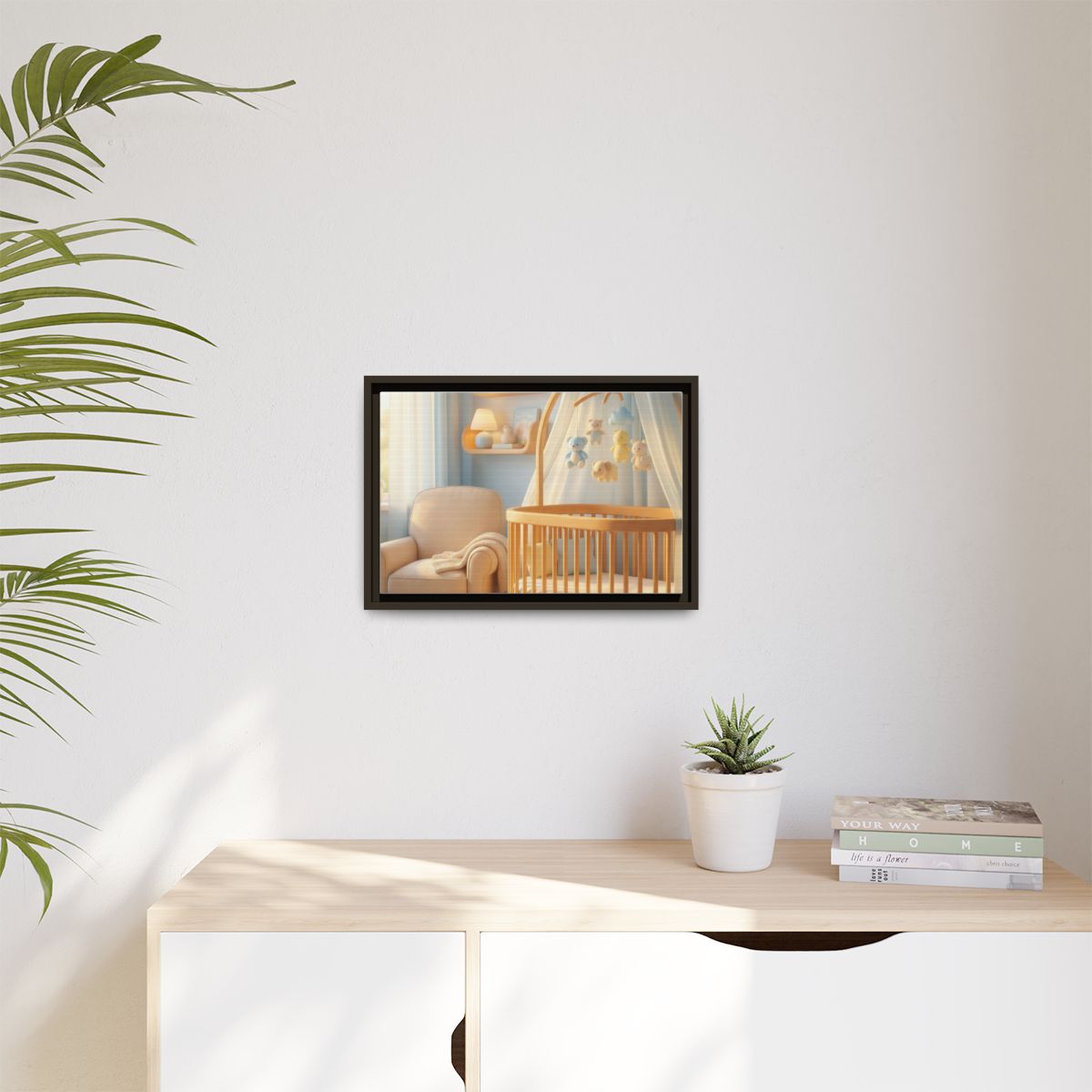 Matte Canvas, Framed - Dreamy Serene Nursery Art — Espresso...