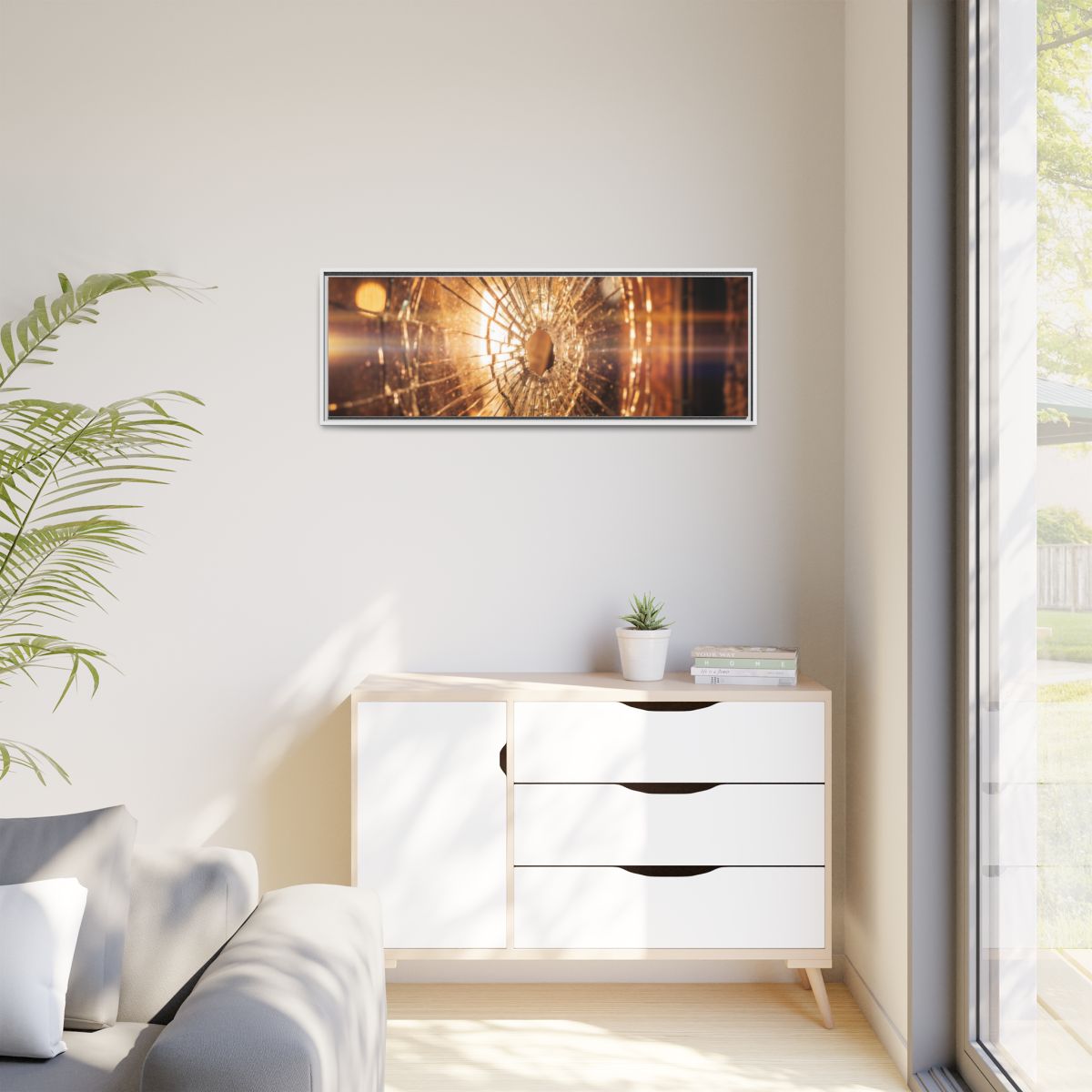 Matte Canvas, Framed - Golden Fractured Art — White / 1.25"...