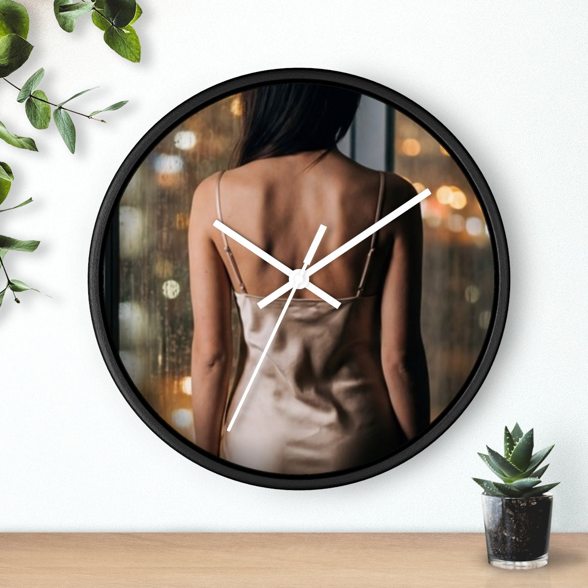 Wall Clock - Shimmering Rainy City Hour | Echovira Gallery